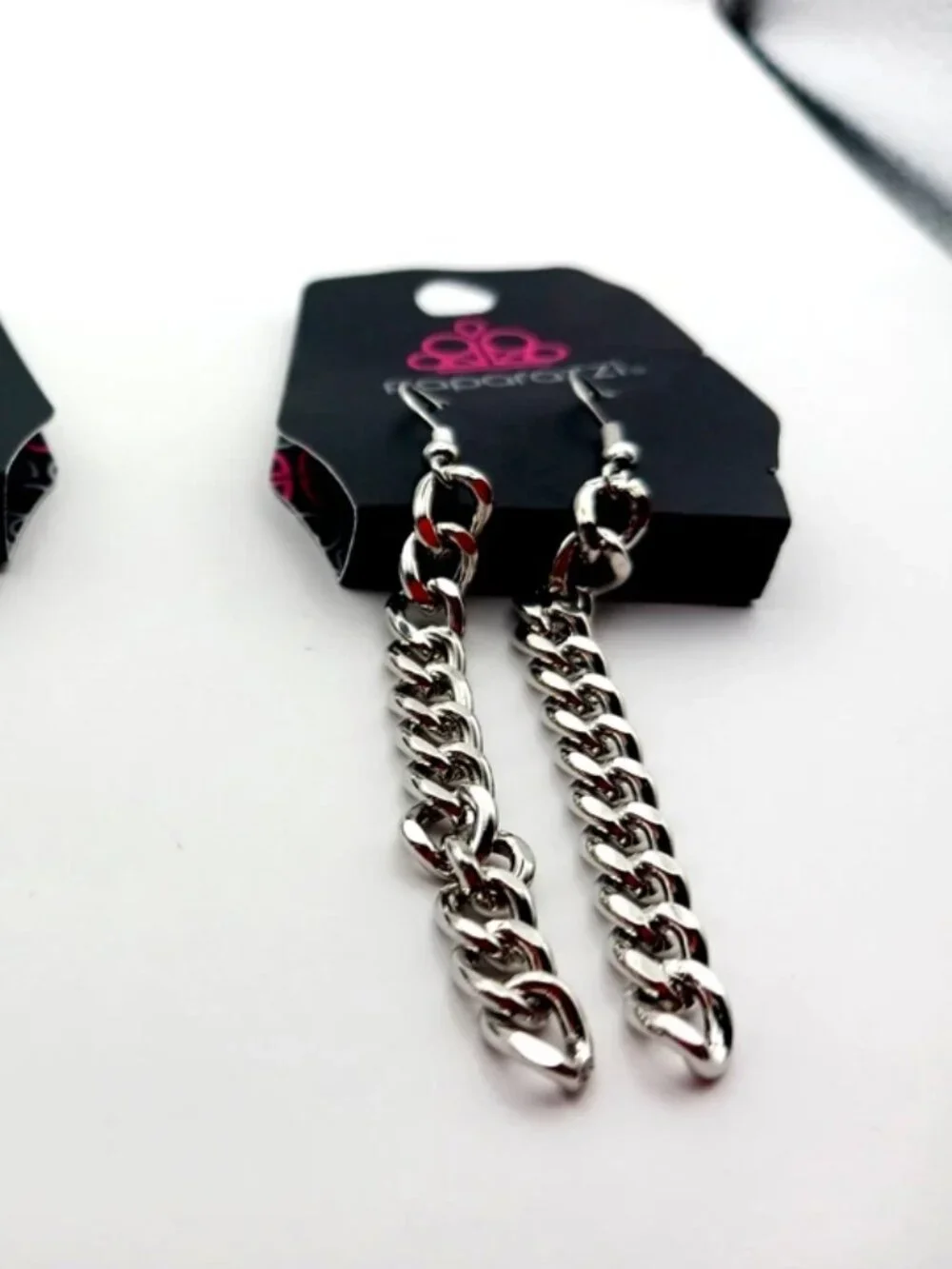 Paparazzi Silvertone + Purple Chain Earrings TWO Pair New